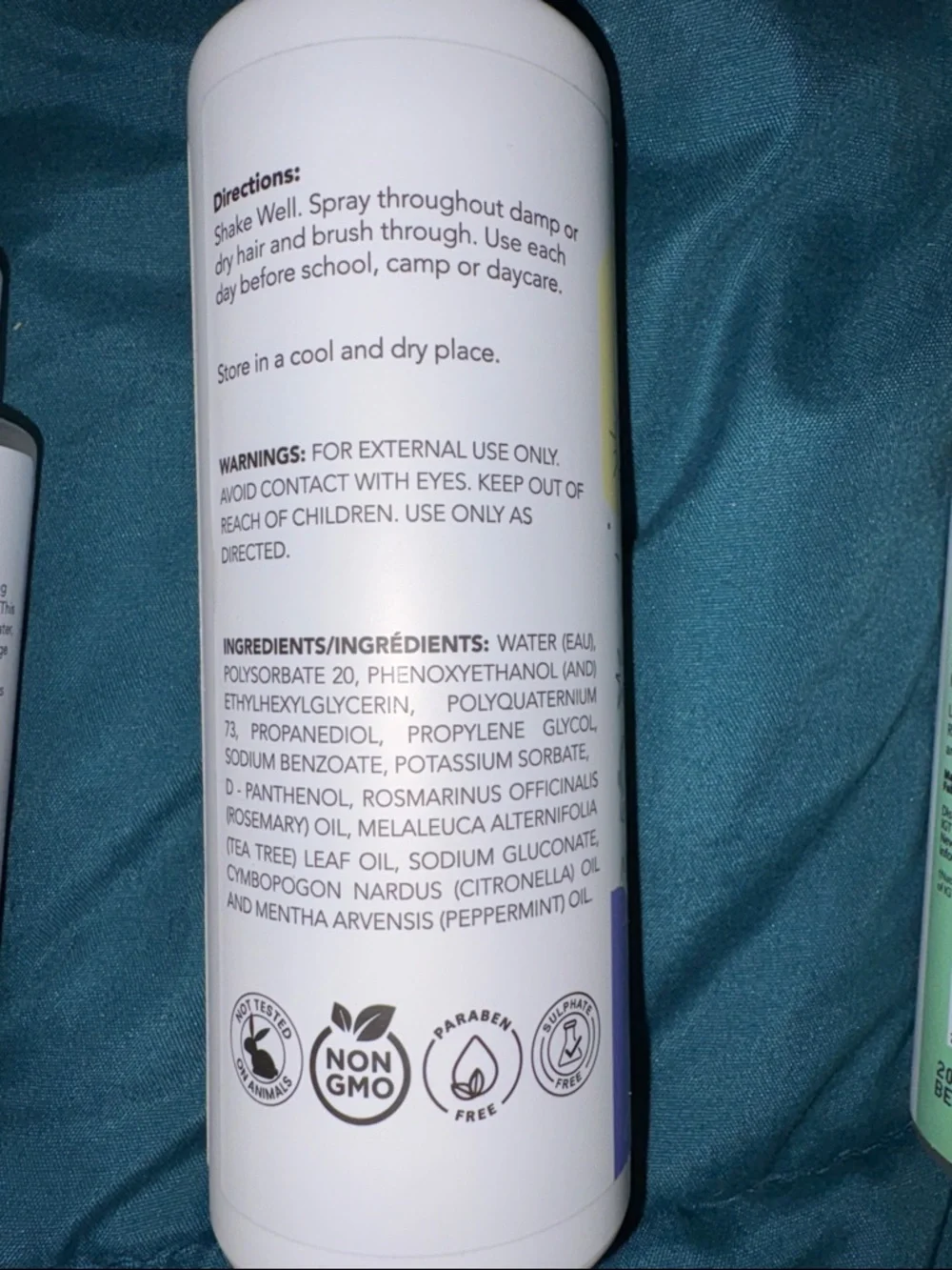 3-Natural Sense-Rosemary Hair Protection Spray Kids, Rice Water & Rosemary Bioti